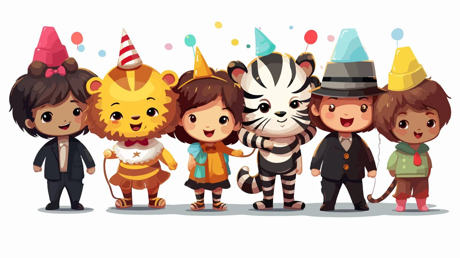Kid in Animal Party Costume Cartoon — free download from Dotvec