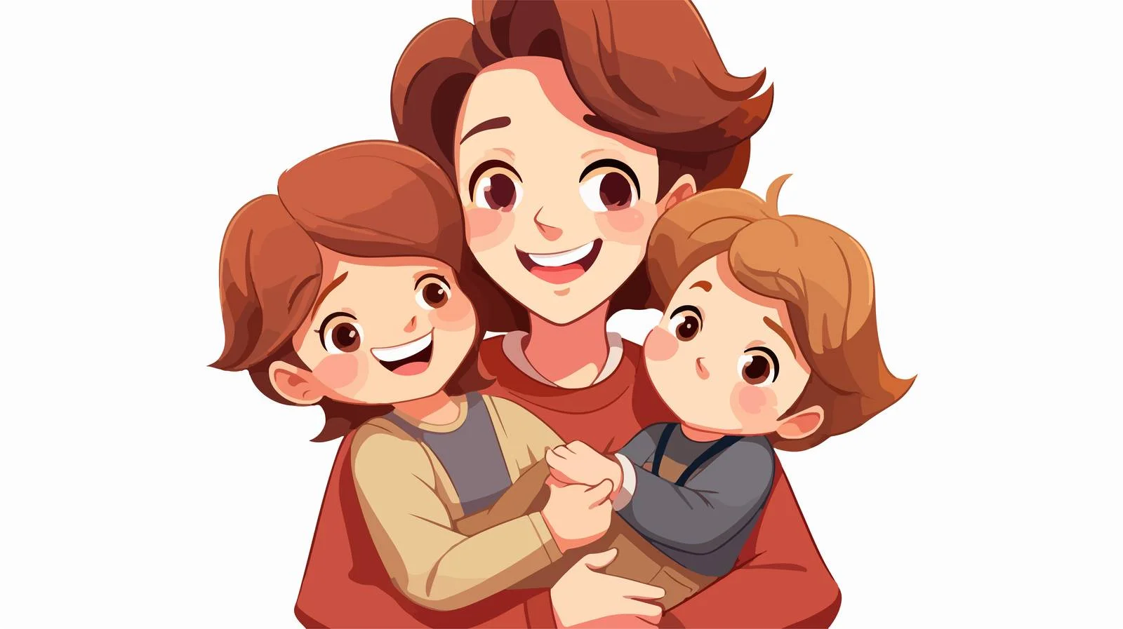 Adorable Children Hug Cartoon Mom Vector — free download from Dotvec