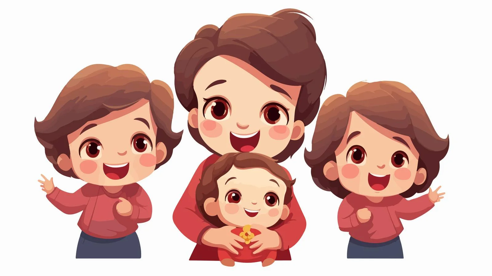 Loving Sibling Hug with Mom Cartoon — free download from Dotvec