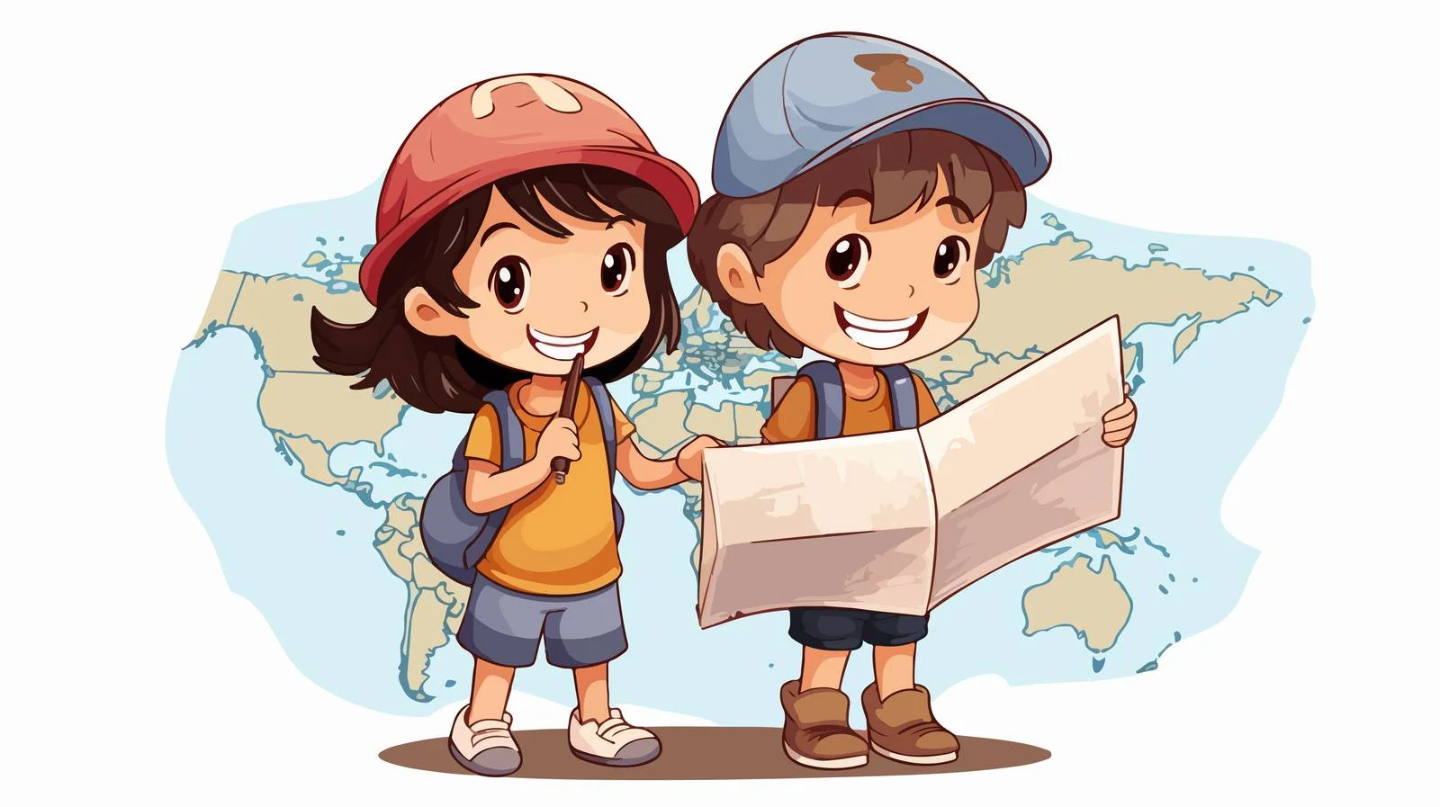 Kids Teach about Map Cartoon — free download from Dotvec