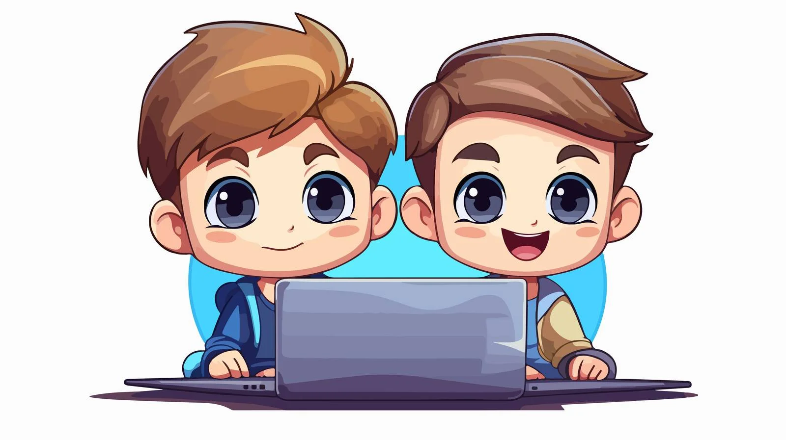 Children Using Laptop Cartoon Illustration — free download from Dotvec