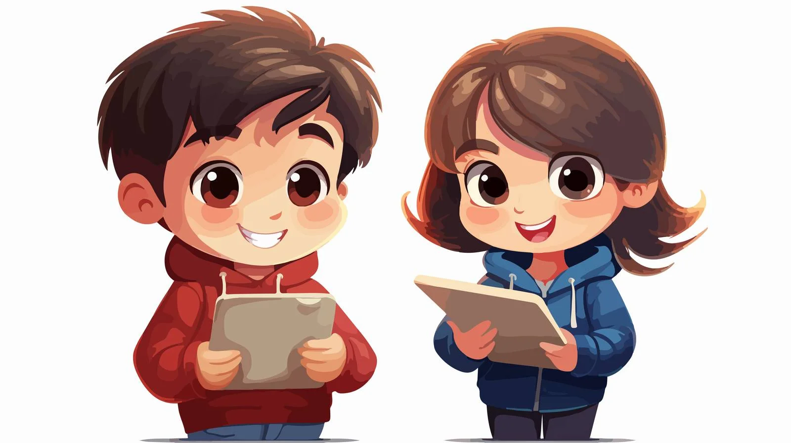 Joyful Kids Using Tablet Cartoon — free download from Dotvec