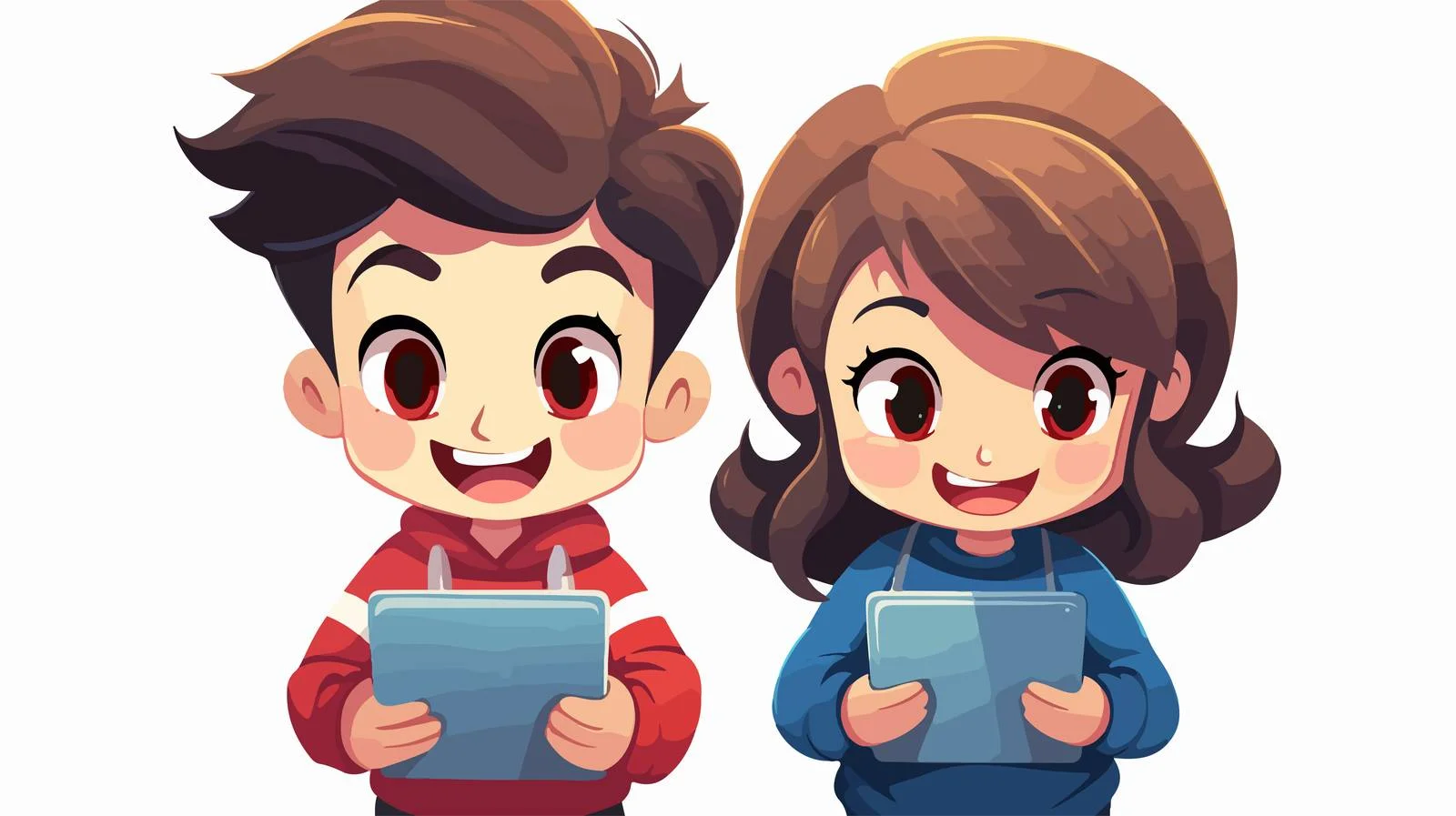 Children Using Tablet Cartoon Illustration — free download from Dotvec