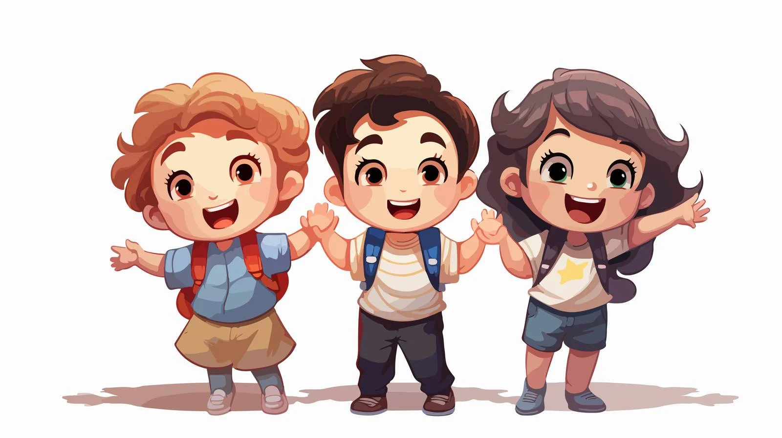 Cheerful Kids with Cartoon Mascot — free download from Dotvec