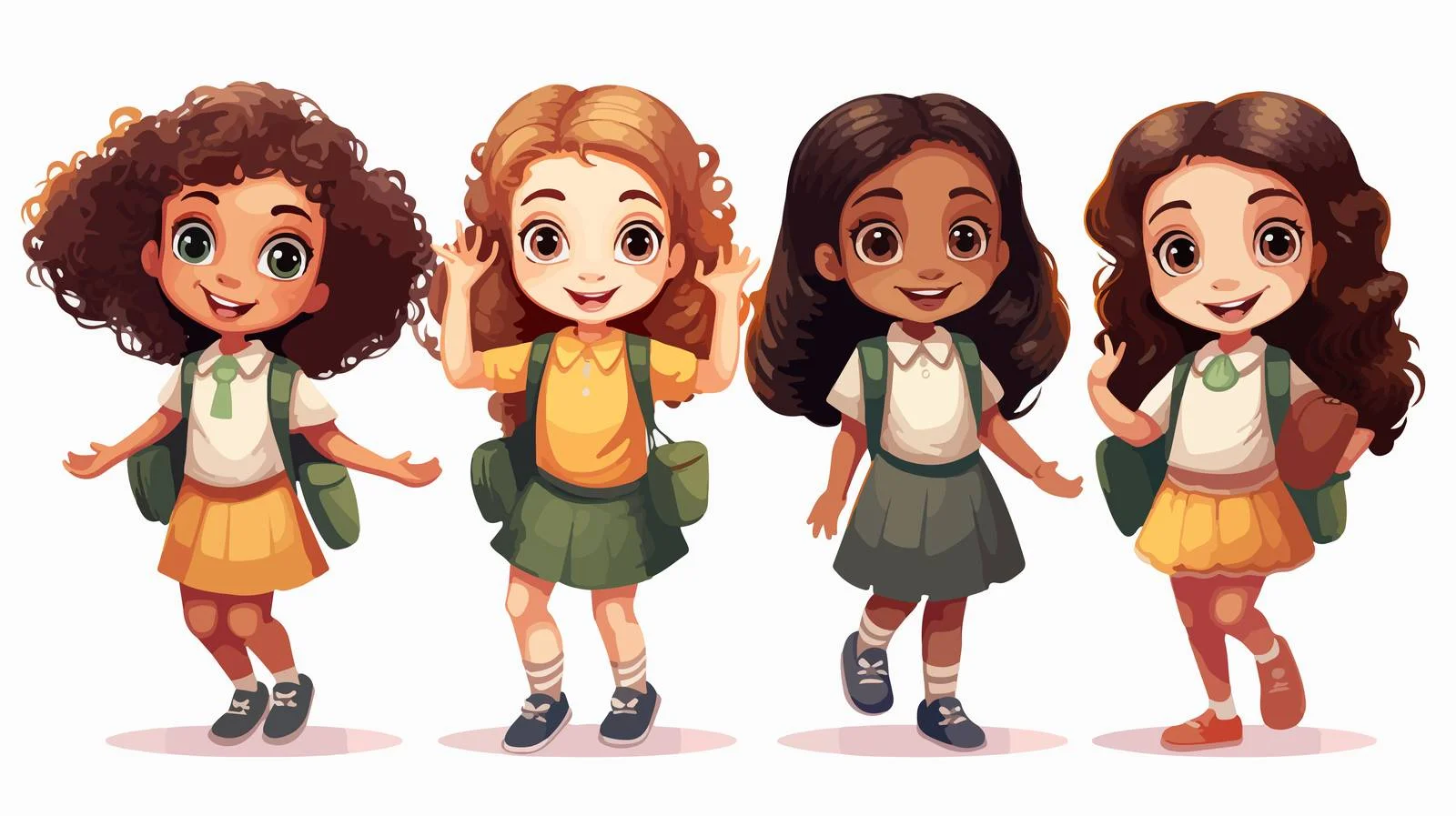 Joyful Schoolgirls Ready to Learn — free download from Dotvec