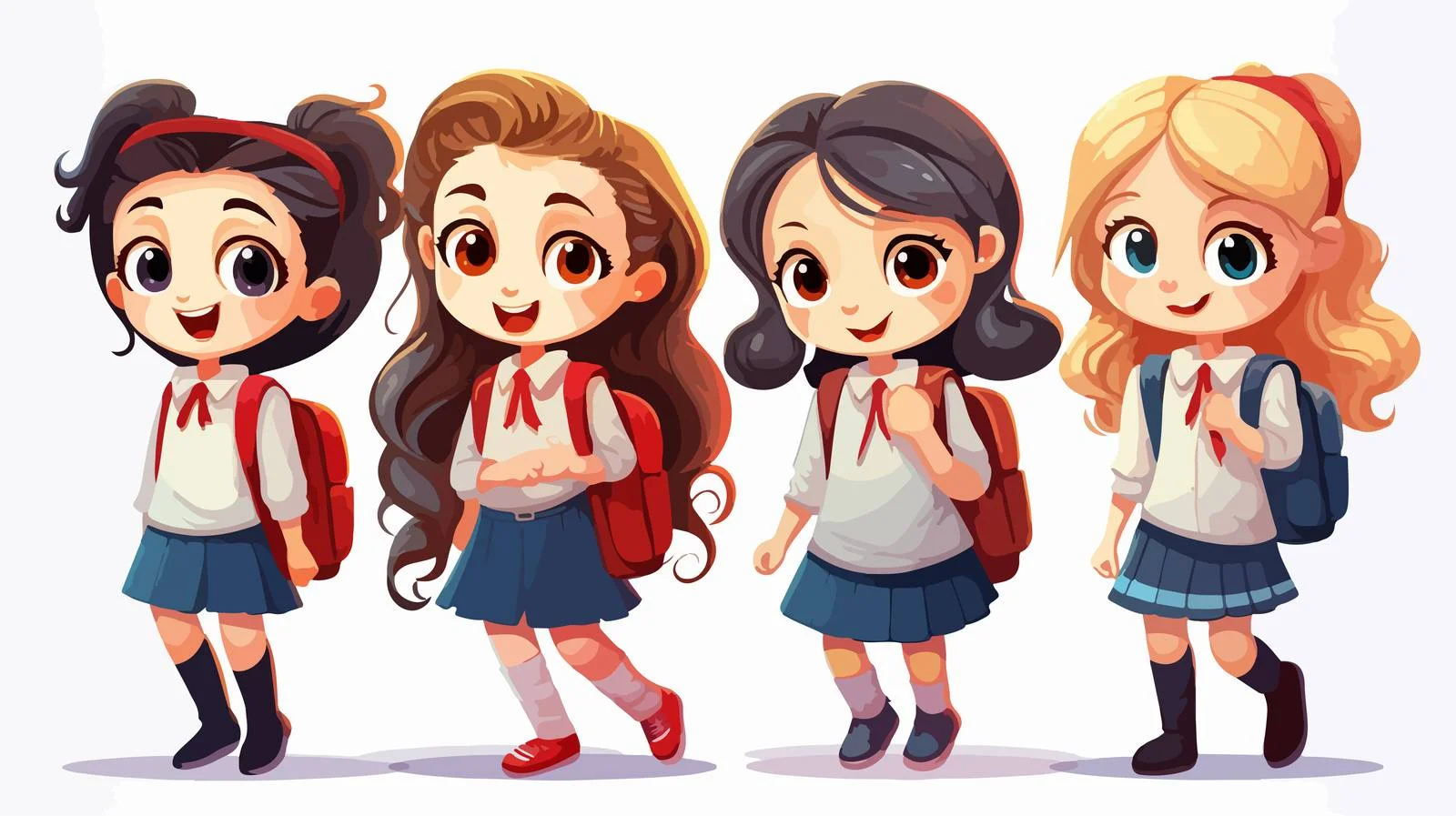 Cheerful Kids Ready for School Cartoon — free download from Dotvec