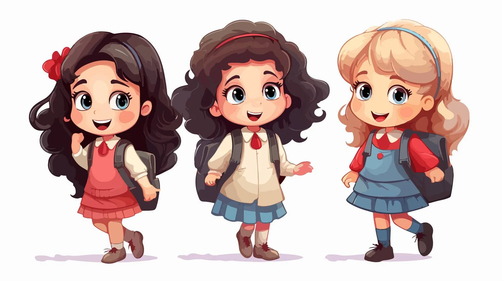 Cheerful Kids Heading to School Cartoon — free download from Dotvec