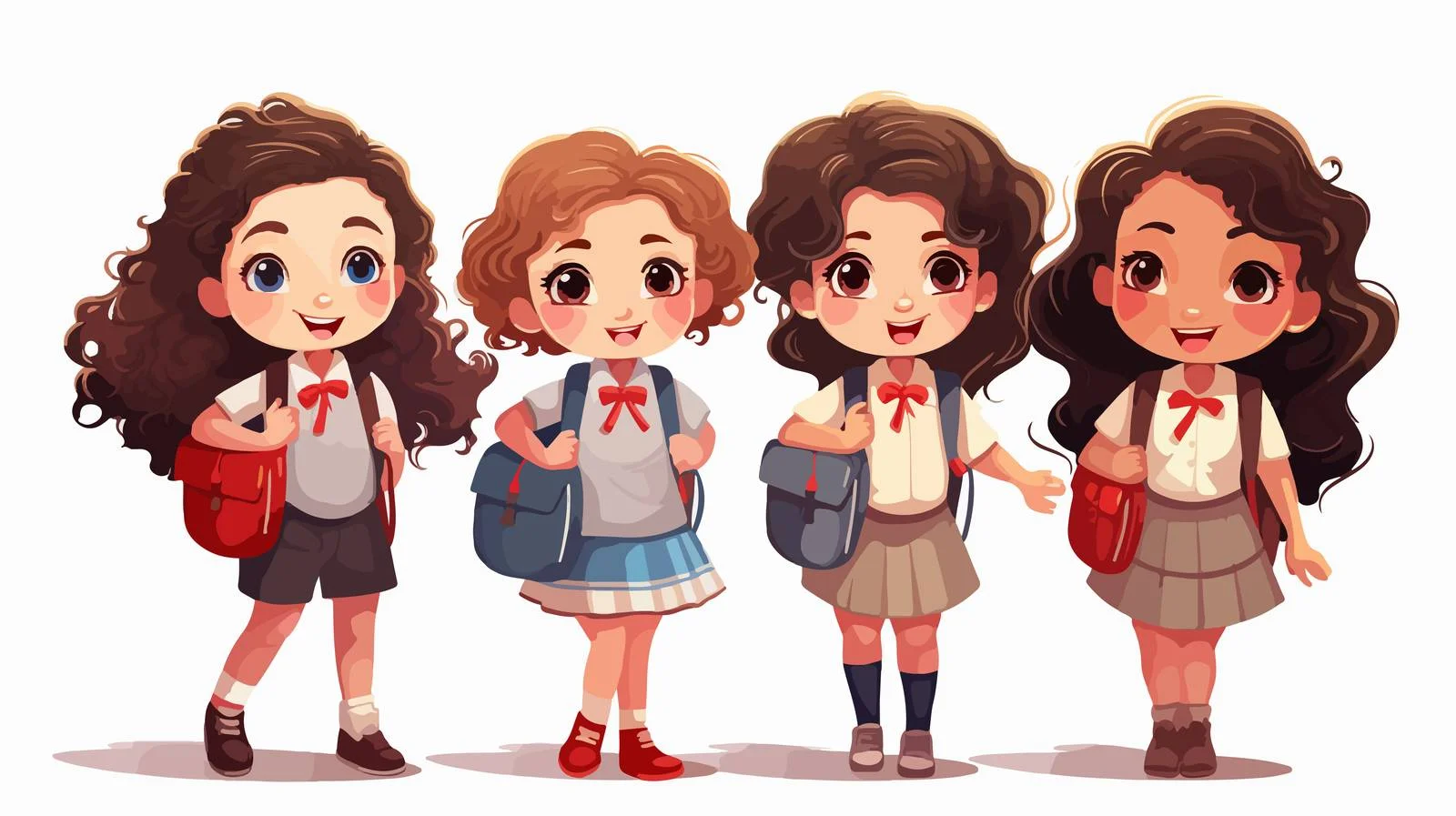 Cheerful Schoolgirls Cartoon — free download from Dotvec