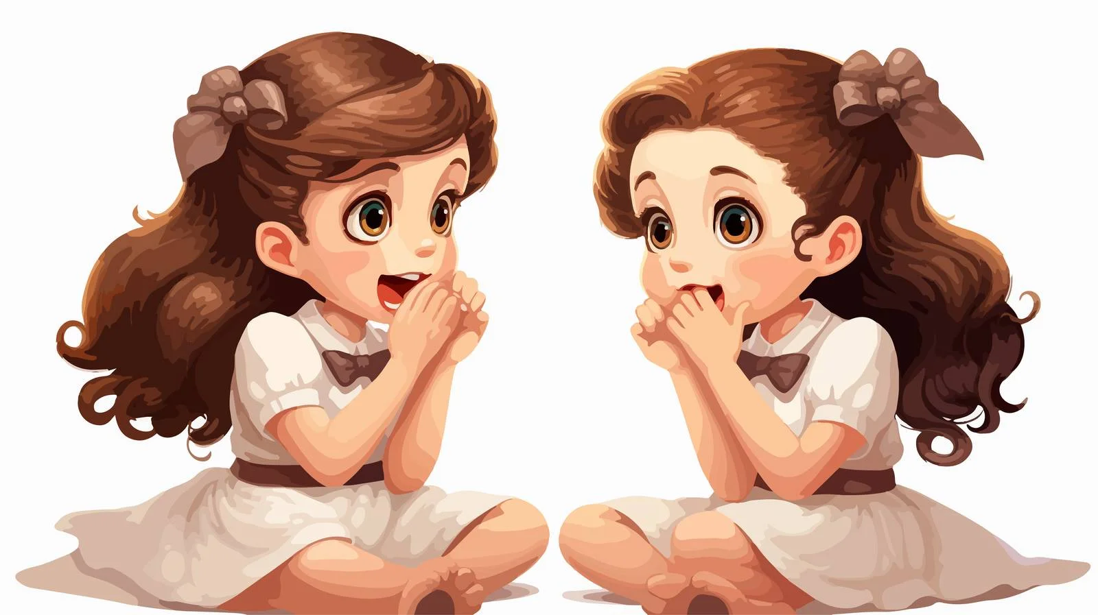 Joyful Kids Discussing Secret Cartoon Illustration — free download from Dotvec