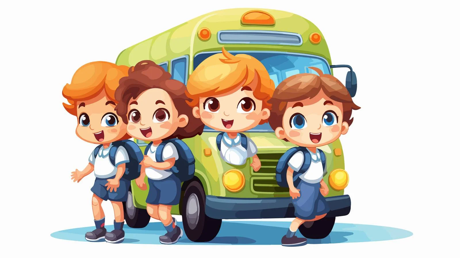 Joyful Kids Bus Ride Cartoon Illustration — free download from Dotvec