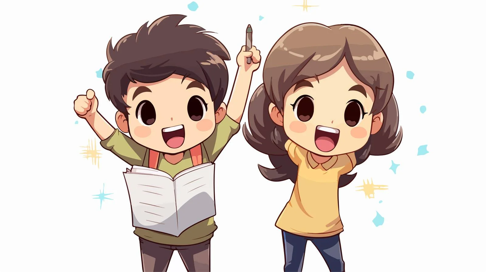 Joyful Kids Exam Success Cartoon Illustration — free download from Dotvec