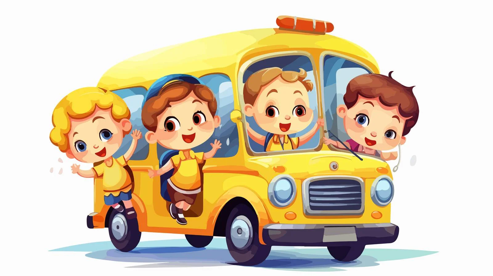 Joyful Kids on School Bus Illustration — free download from Dotvec