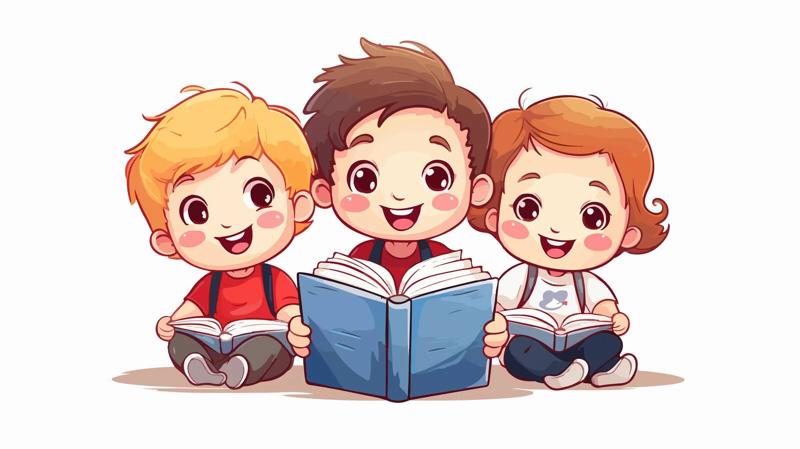 Joyful Kids Cartoon Learning Vector Illustration — free download from Dotvec