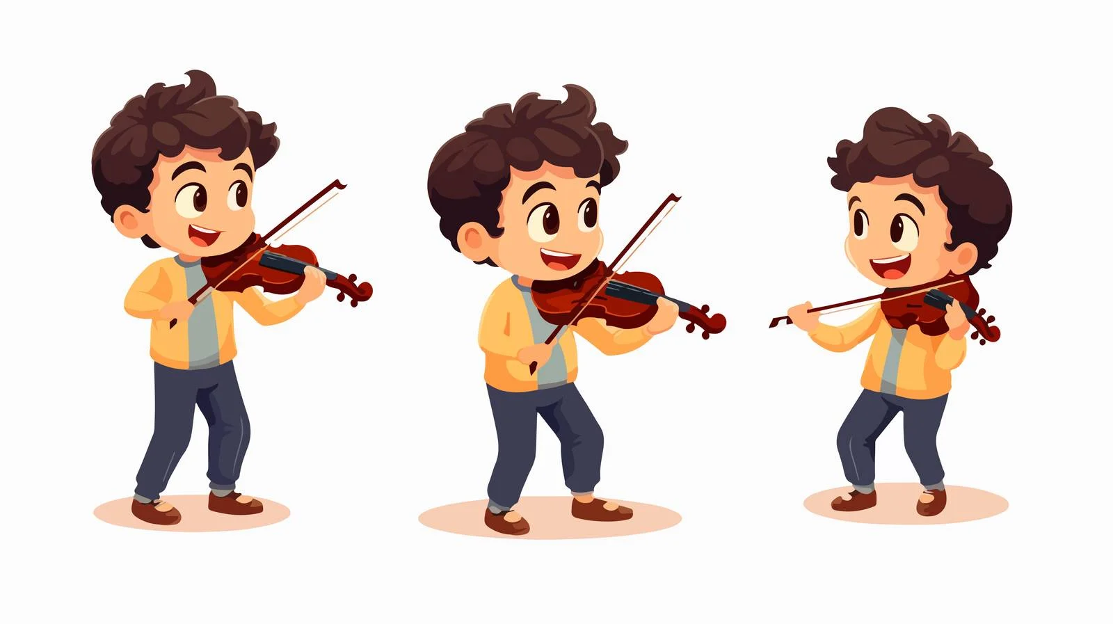 Joyful Boy Playing Violin Cartoon — free download from Dotvec