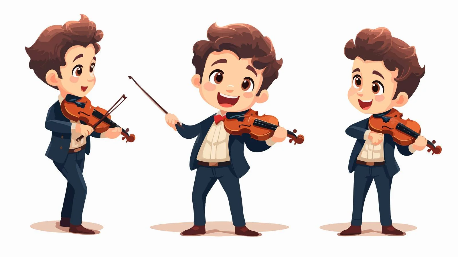 Cheerful Boy Playing Violin in Cartoon Classroom — free download from Dotvec
