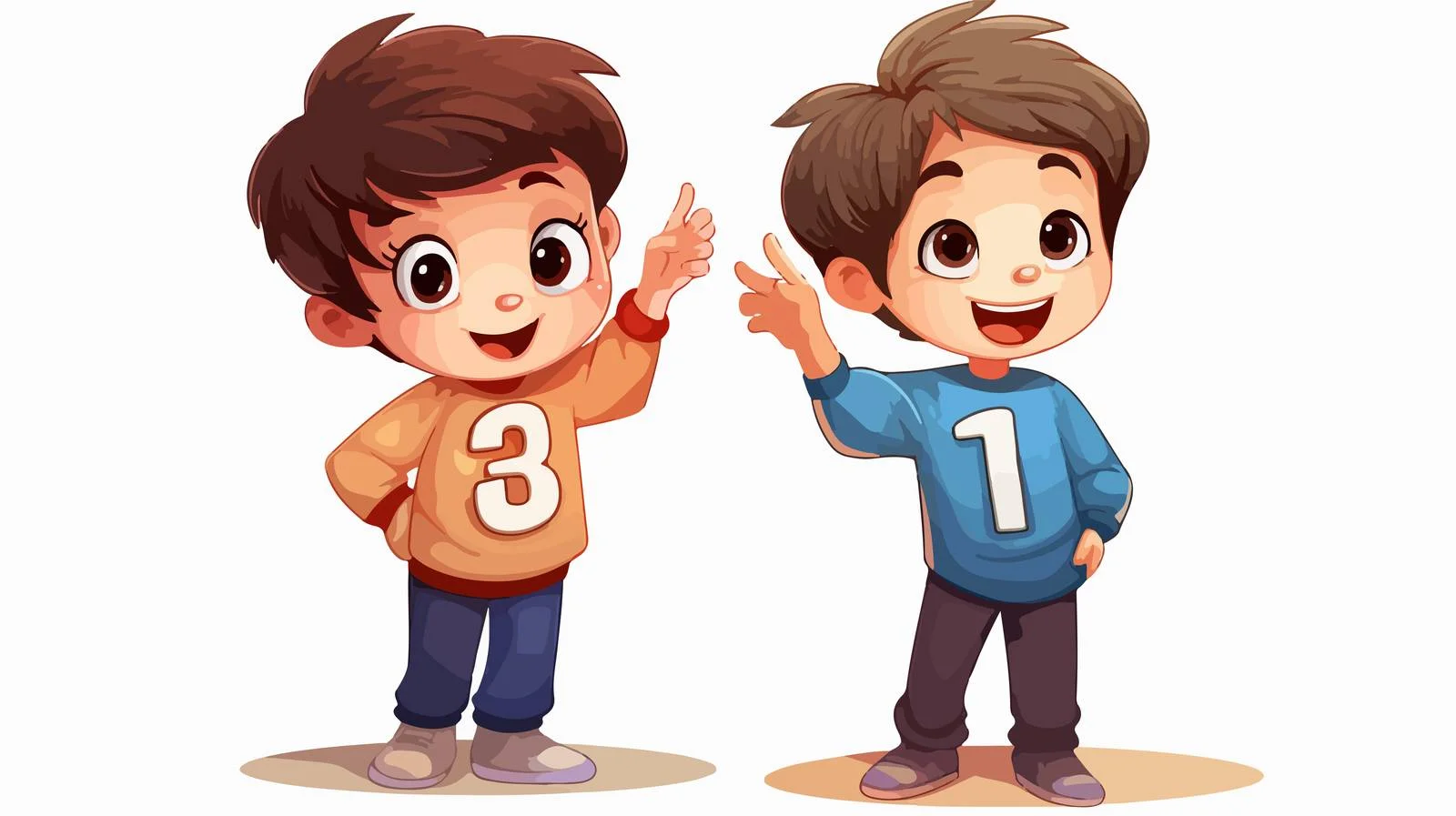 Learning Numbers Cartoon with Happy Boys — free download from Dotvec