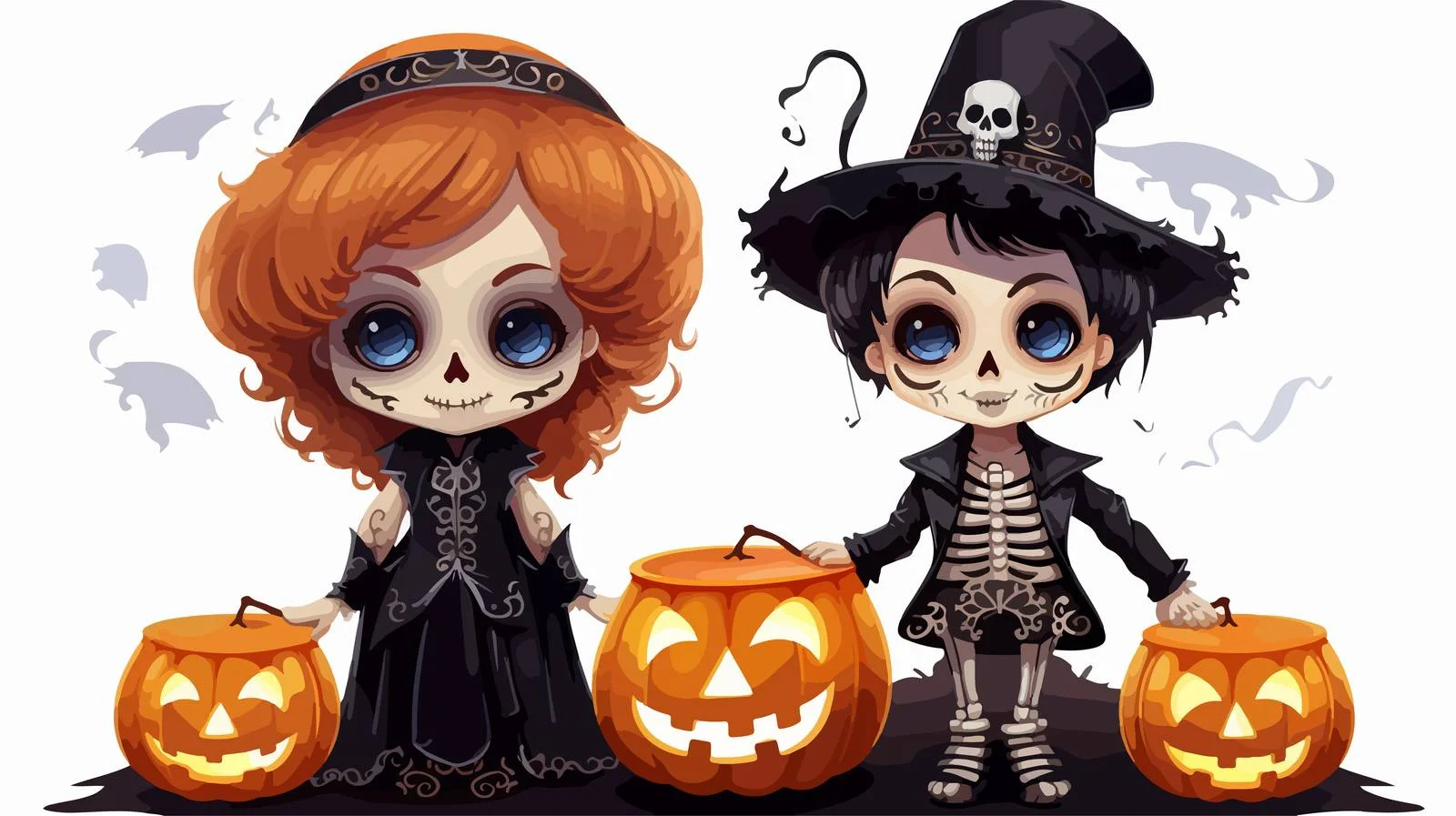 Adorable Children Celebrating Halloween — free download from Dotvec