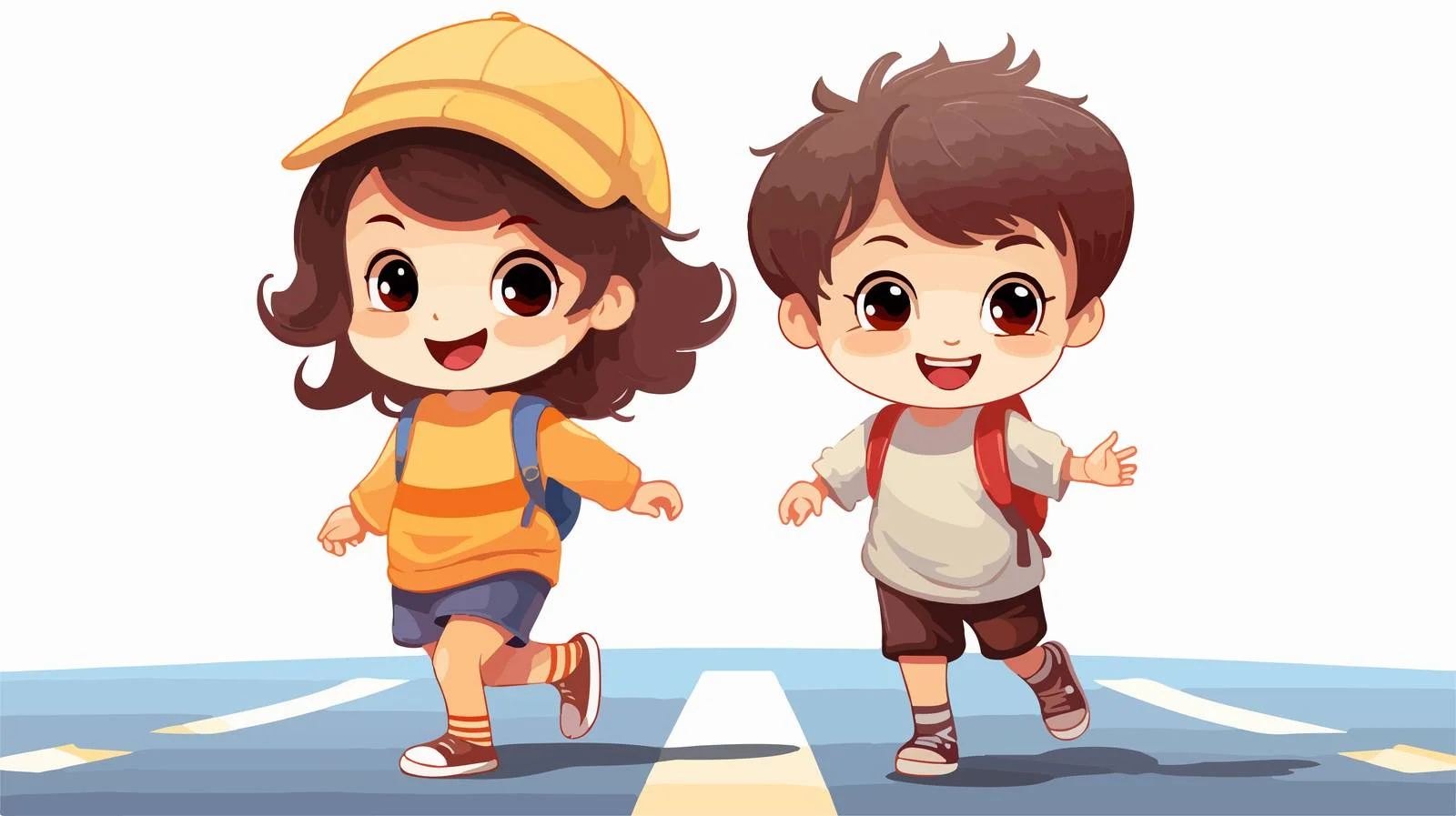 Joyful Kids Crossing Road Safely — free download from Dotvec