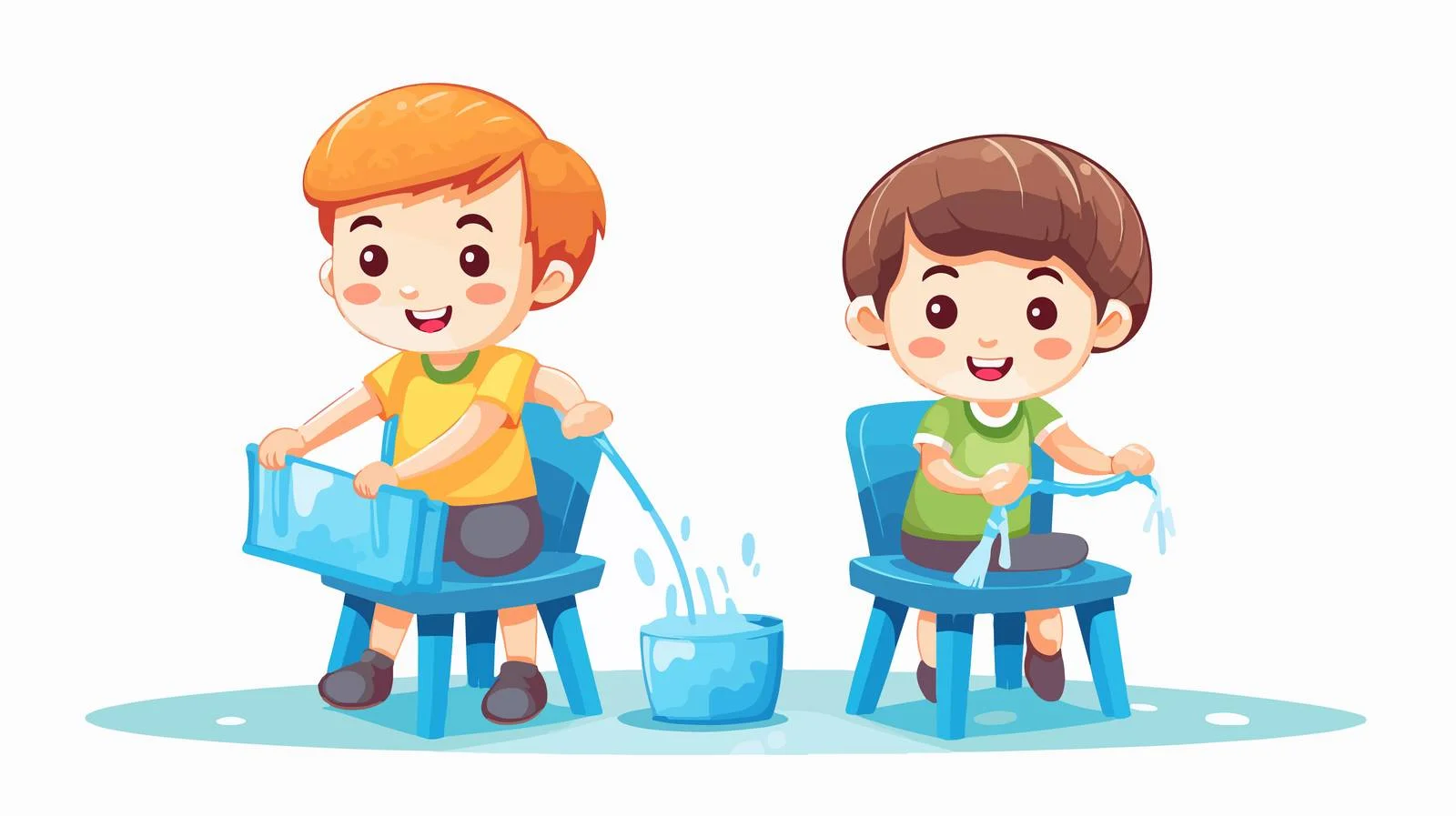 Children doing chores happily — free download from Dotvec