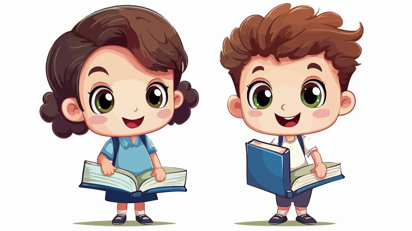 Adorable Kids with Notebook Cartoon — free download from Dotvec