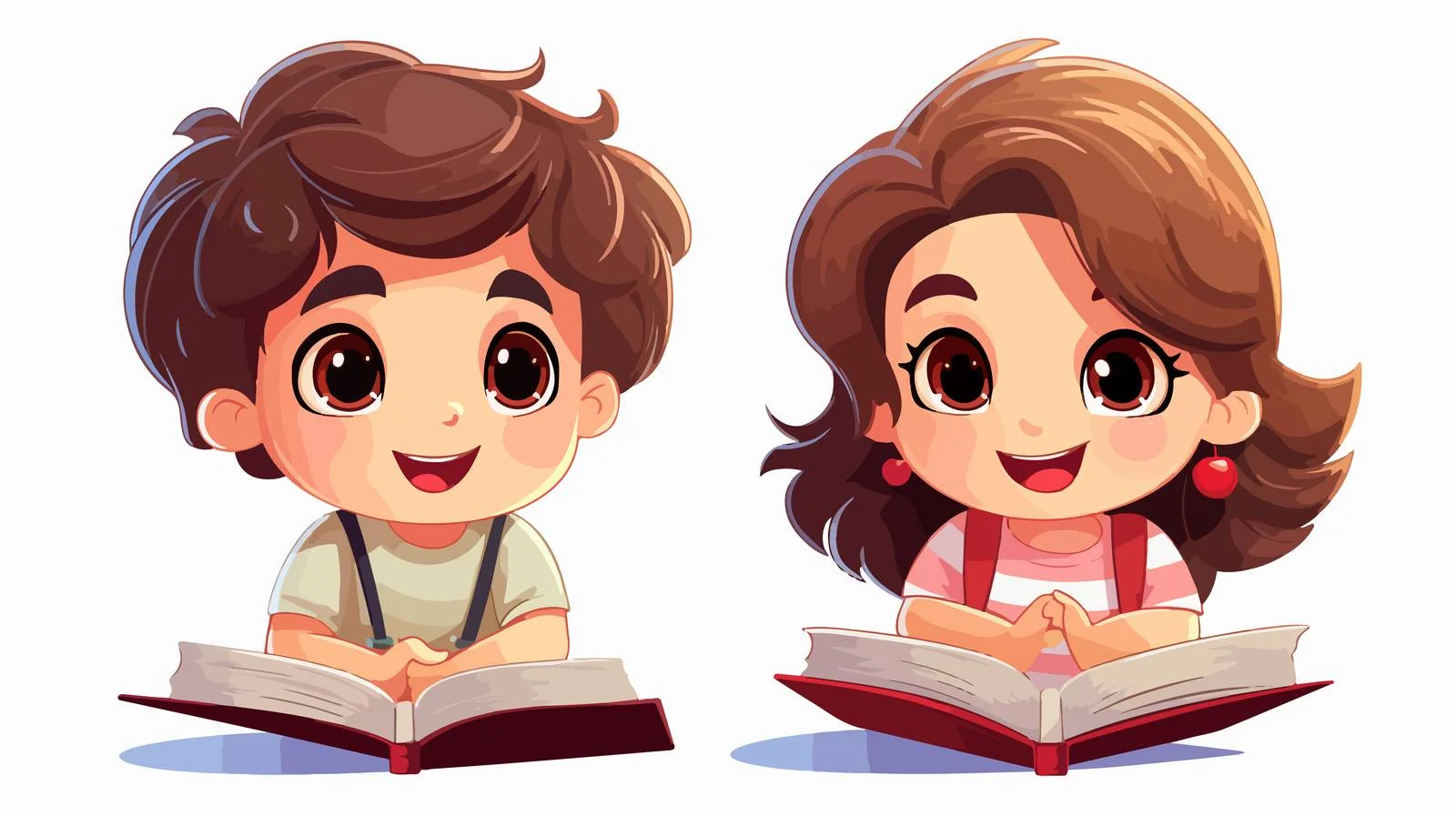 Adorable Kids with Notebook Cartoon Illustration — free download from Dotvec
