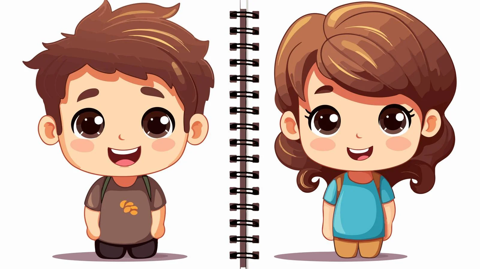 School Notebook Template with Kids — free download from Dotvec