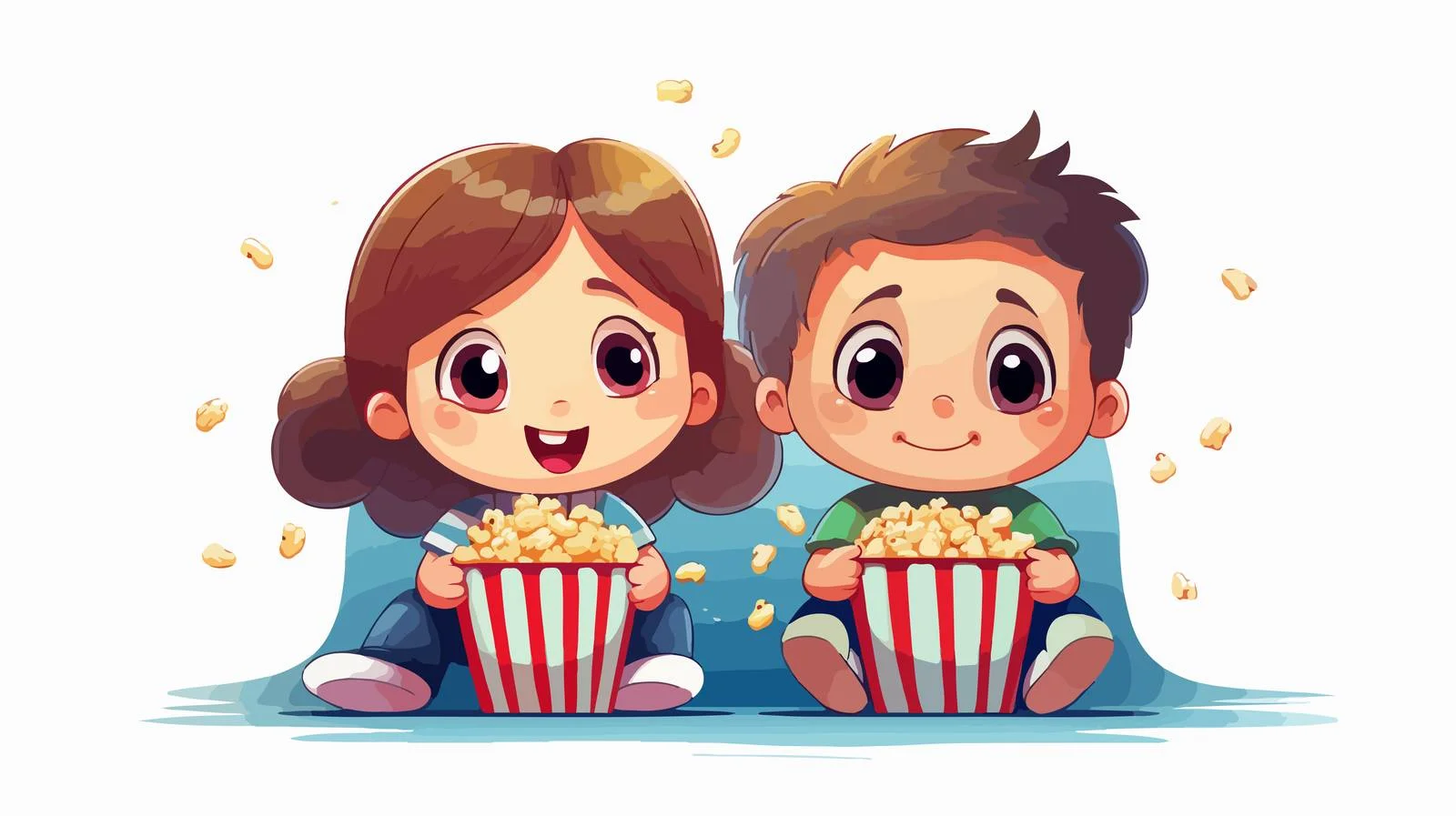 Joyful Kids Watching Cartoon Movie — free download from Dotvec