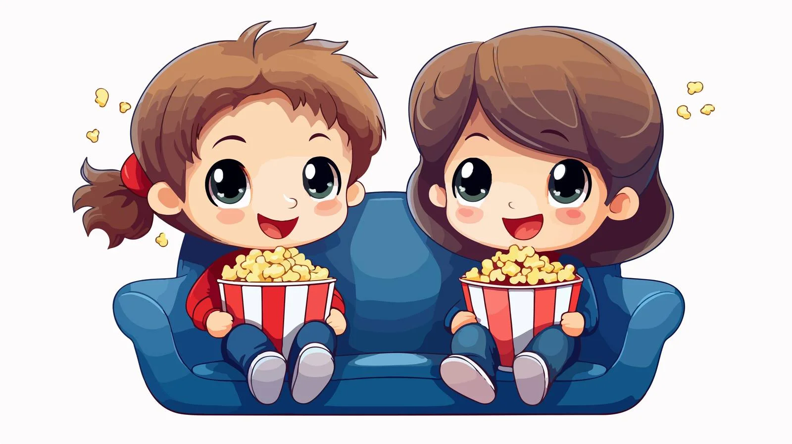 Joyful Kids Enjoy Cartoons Together — free download from Dotvec