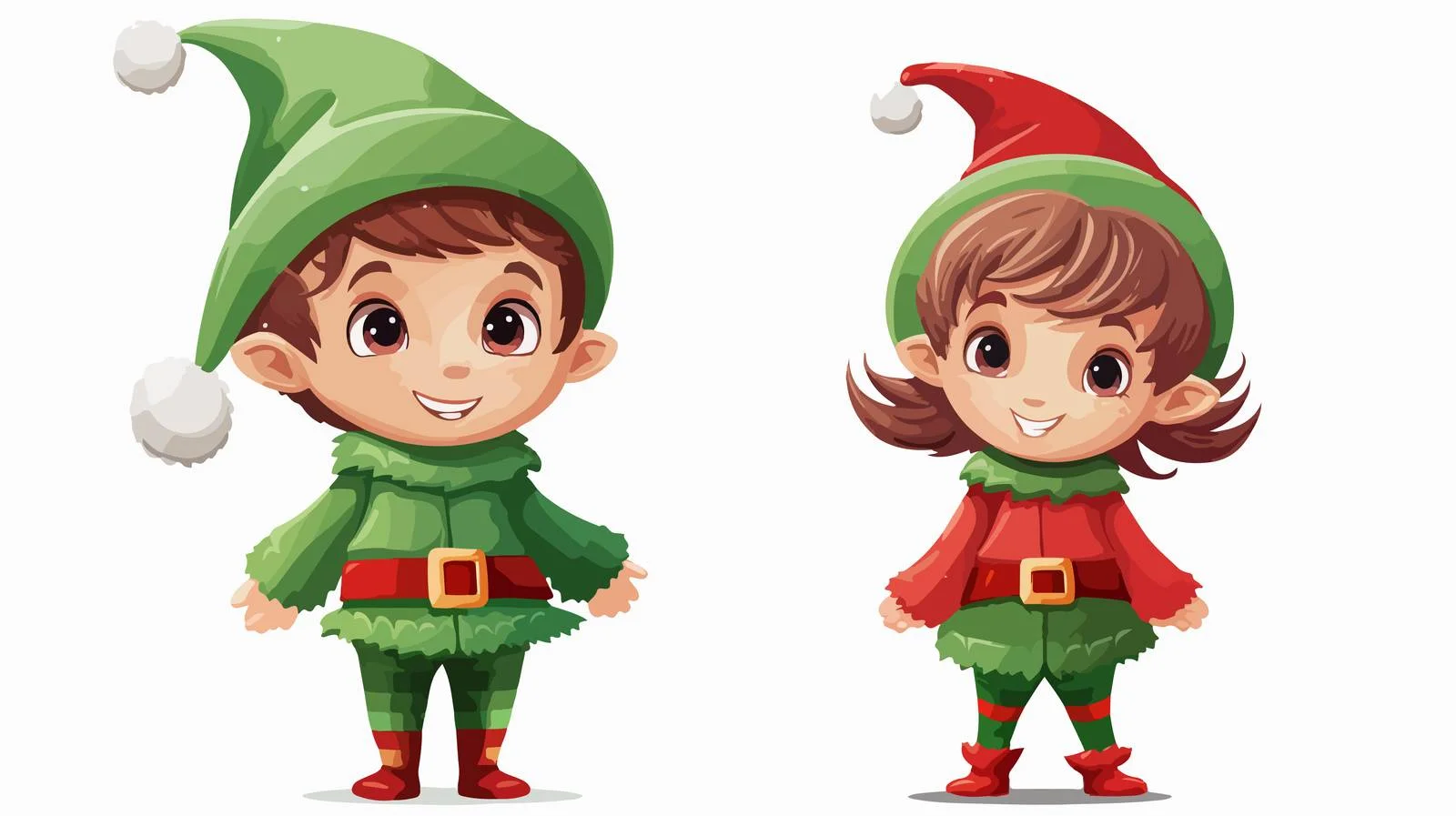 Joyful Kids in Green Elf Costumes — free download from Dotvec