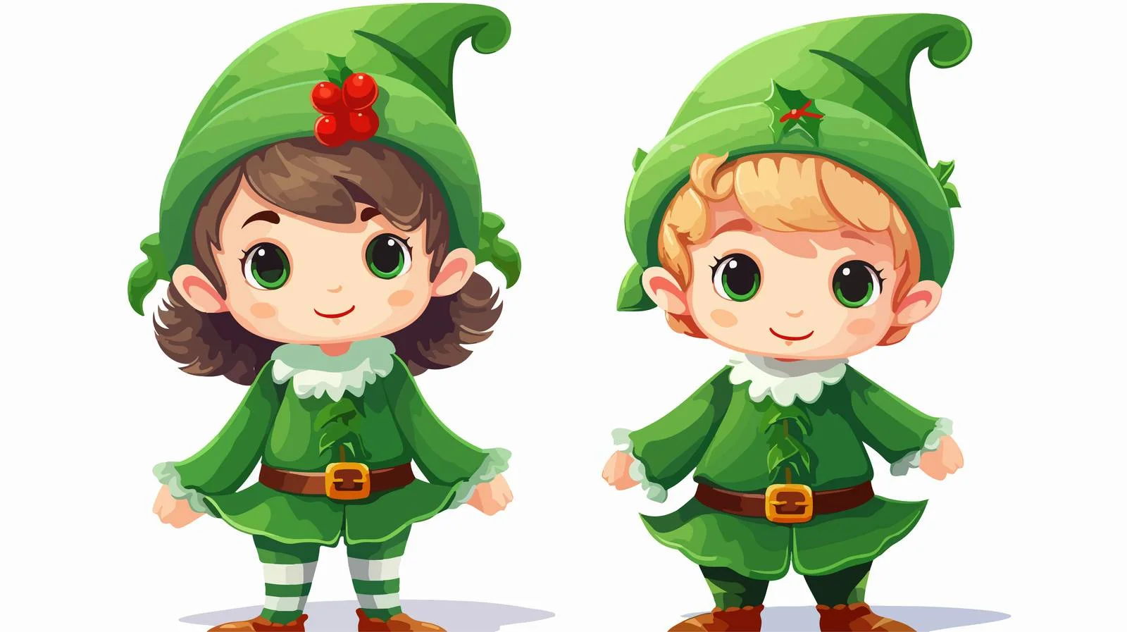 Festive Kids Wearing Green Elf Costume — free download from Dotvec