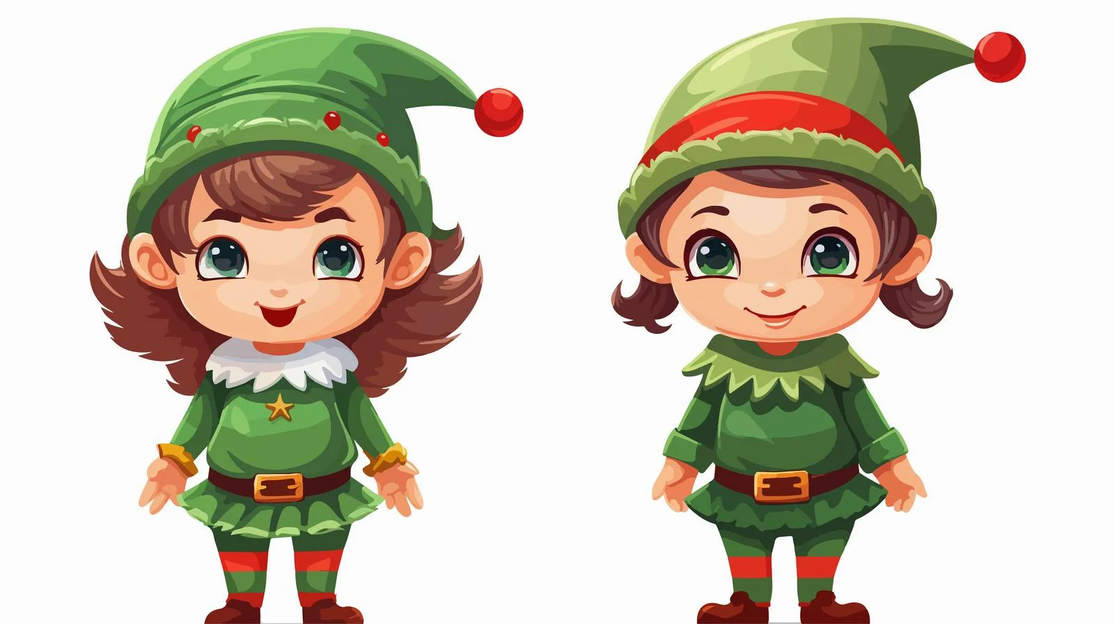 Cheerful Kids in Green Elf Costume — free download from Dotvec