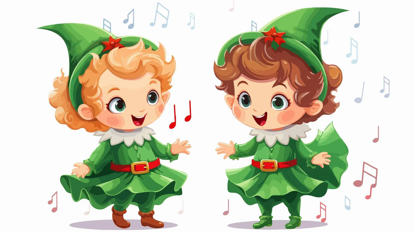 Joyful Kids in Green Elf Wear — free download from Dotvec