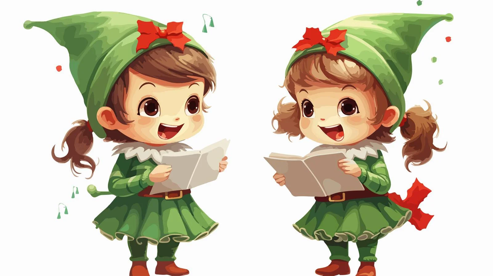 Joyful Kids in Green Elf Outfits — free download from Dotvec