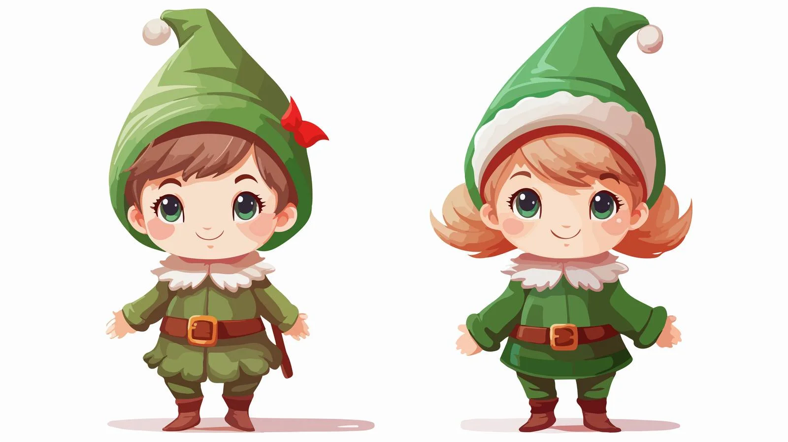 Joyful Kids in Green Elf Costumes — free download from Dotvec