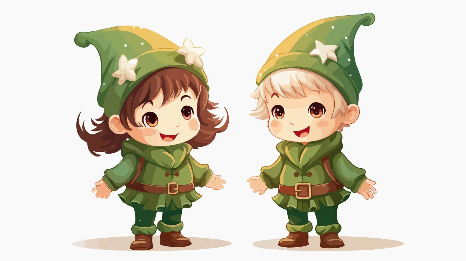 Joyful Kids in Green Elf Costumes — free download from Dotvec