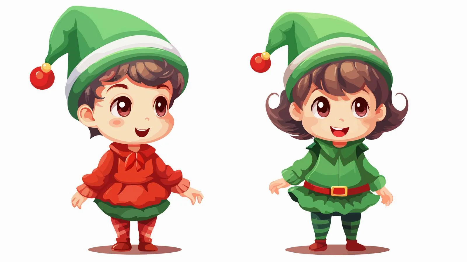 Joyful Kids in Green Elf Costumes — free download from Dotvec