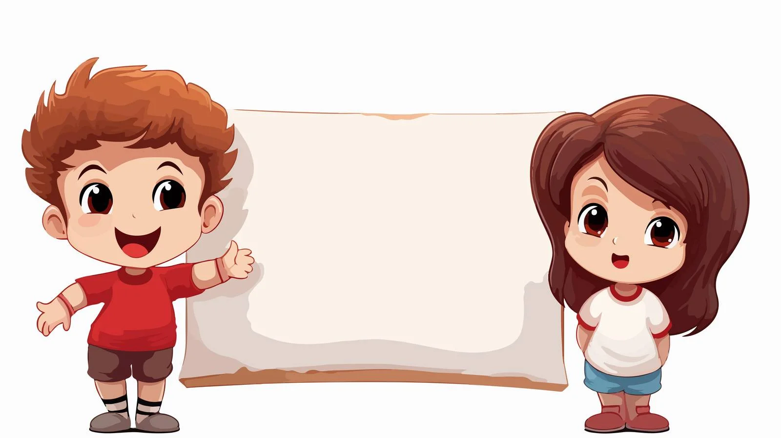 Charming Children with Blank Banner — free download from Dotvec