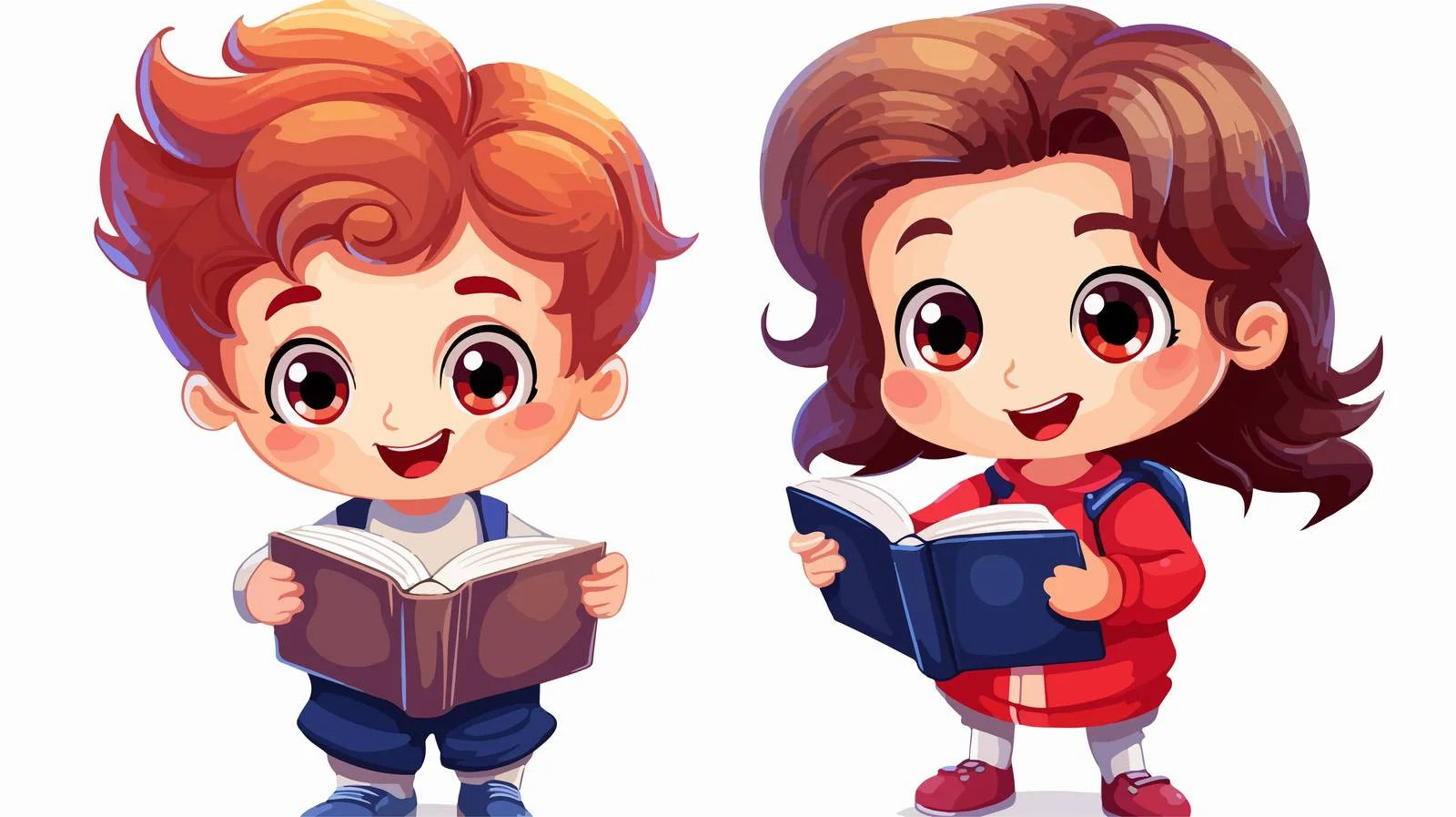 Adorable Kids with Book Mascot — free download from Dotvec