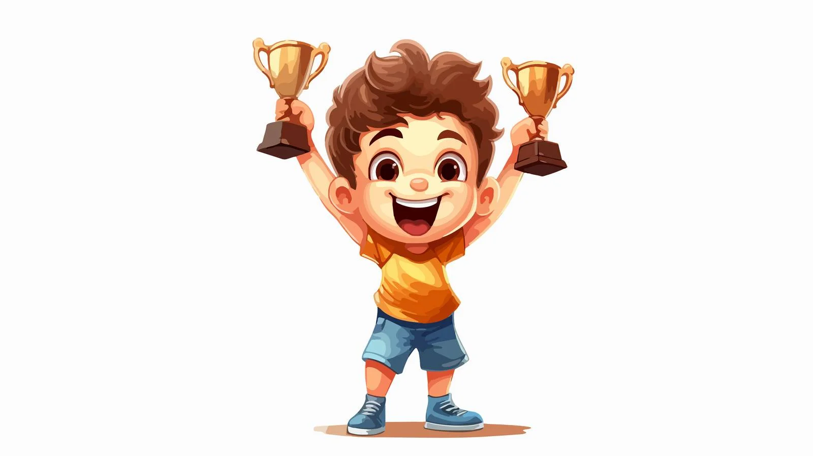Cheerful Kid Becoming Winner Cartoon — free download from Dotvec