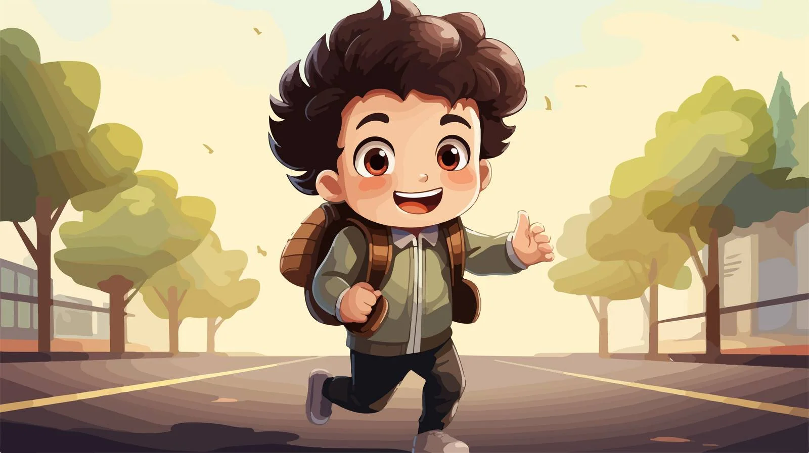 Joyful Child Going to School Illustration — free download from Dotvec