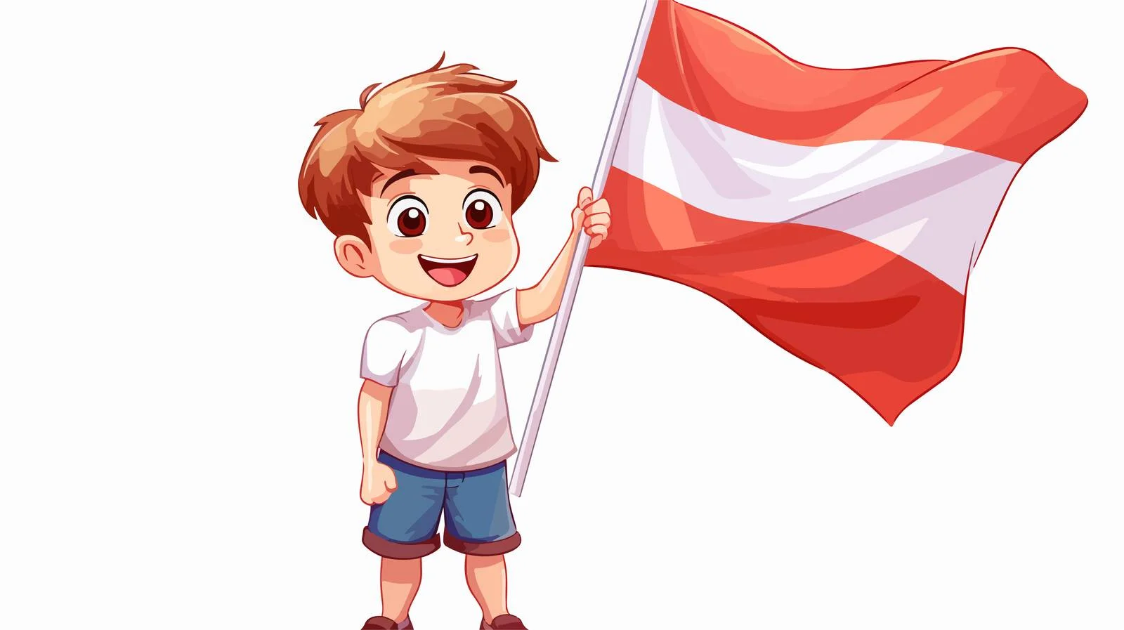 Cheerful Boy Holding Cartoon Flag Vector — free download from Dotvec