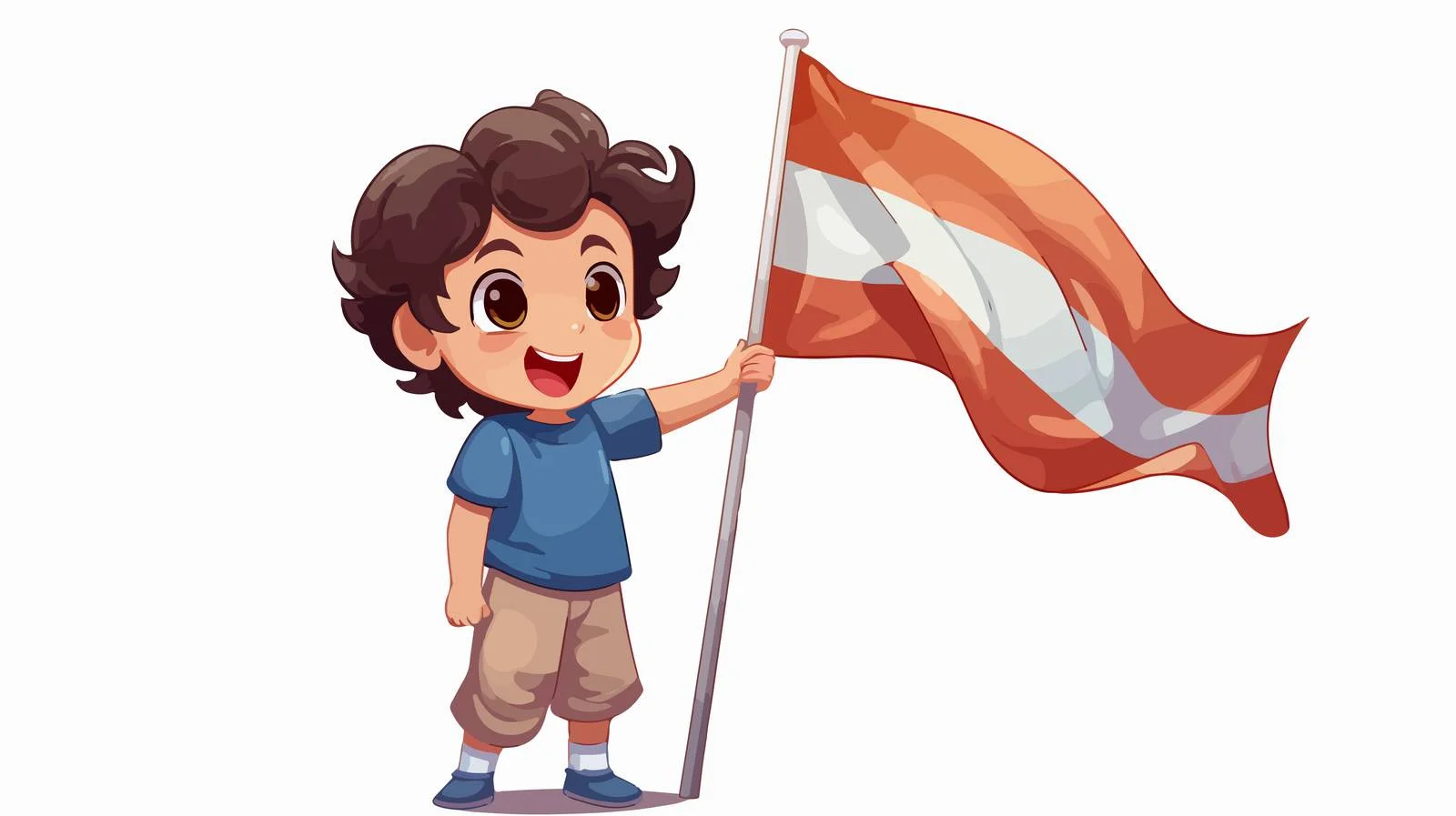 Cheerful Child Flag Cartoon Illustration — free download from Dotvec