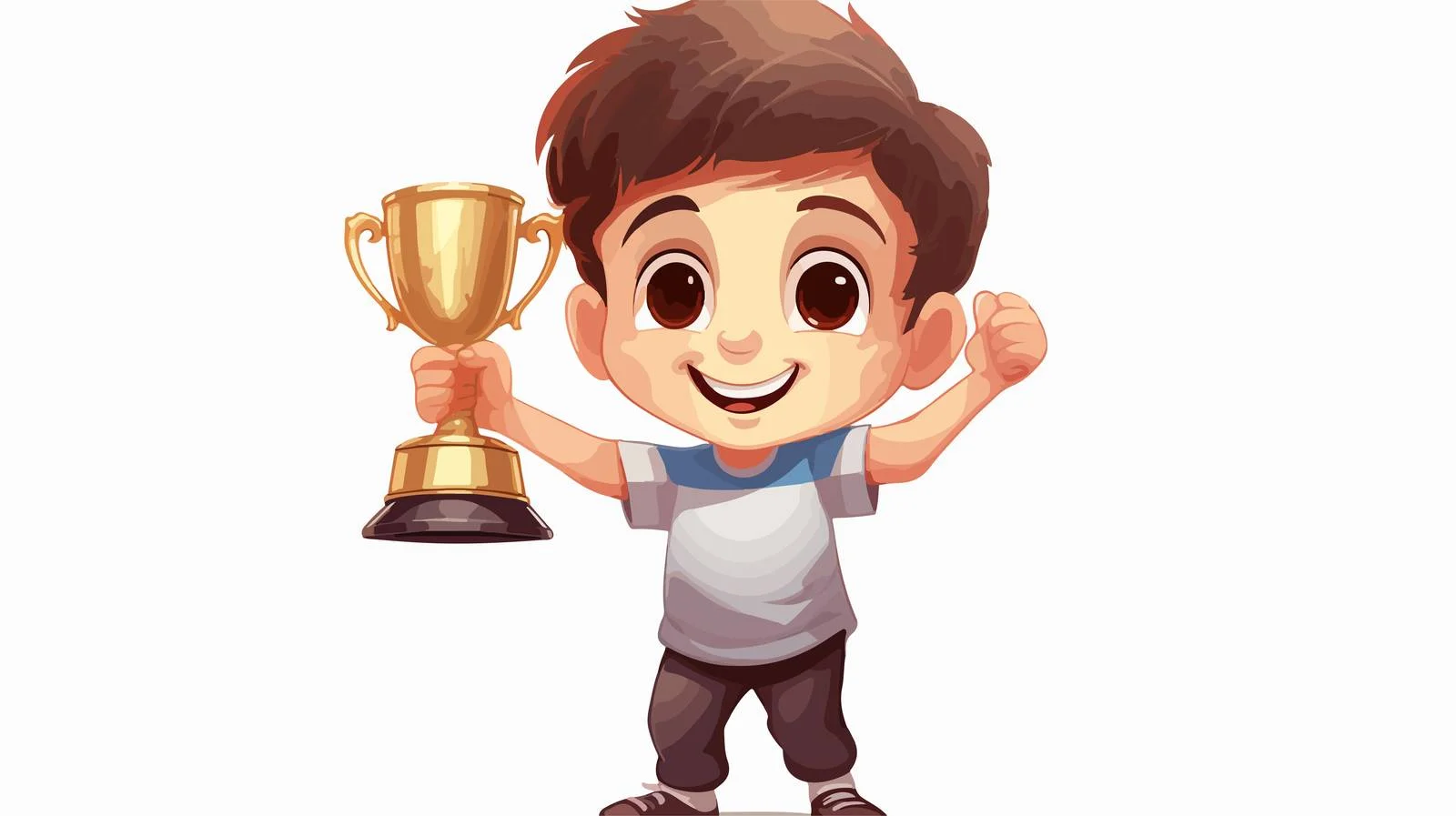 Joyful Kid Trophy Cartoon Illustration — free download from Dotvec