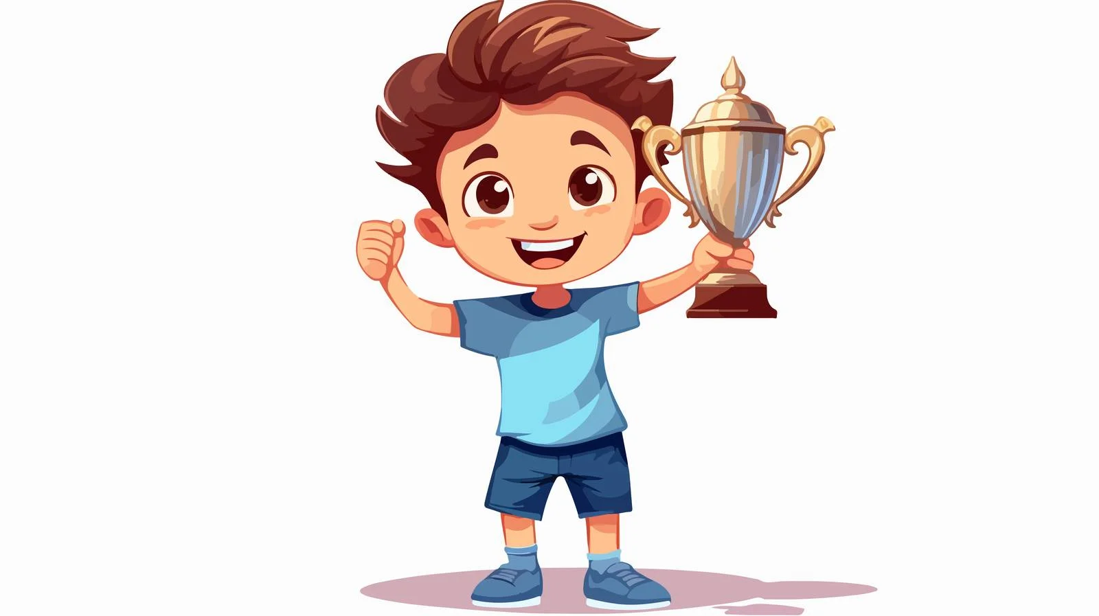 Charming Kid with Trophy Cartoon Illustration — free download from Dotvec