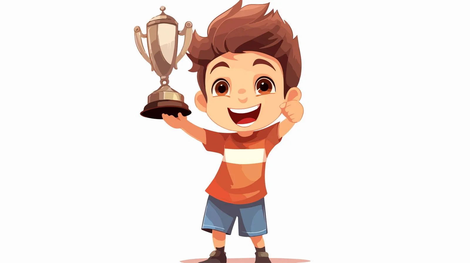 Young Champion with Trophy Cartoon Vector — free download from Dotvec