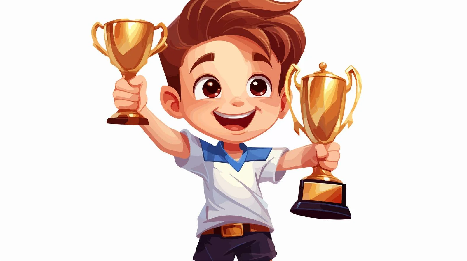 Young Champion with Trophy Cartoon Vector — free download from Dotvec
