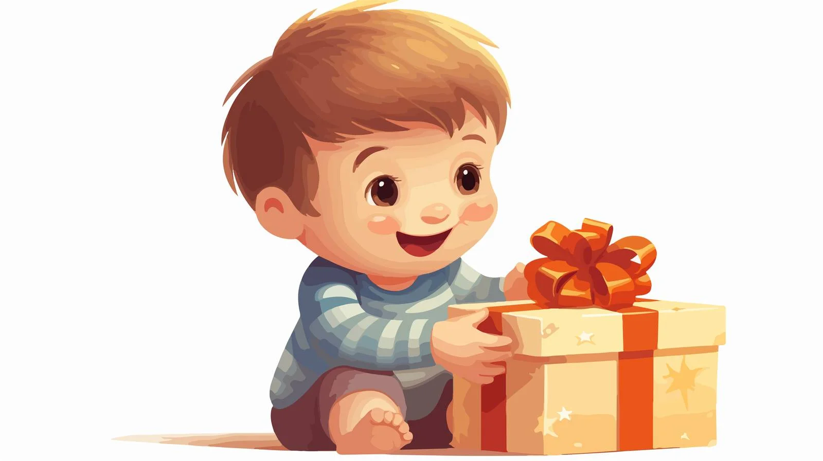 Joyful Child Unwrapping Birthday Present — free download from Dotvec