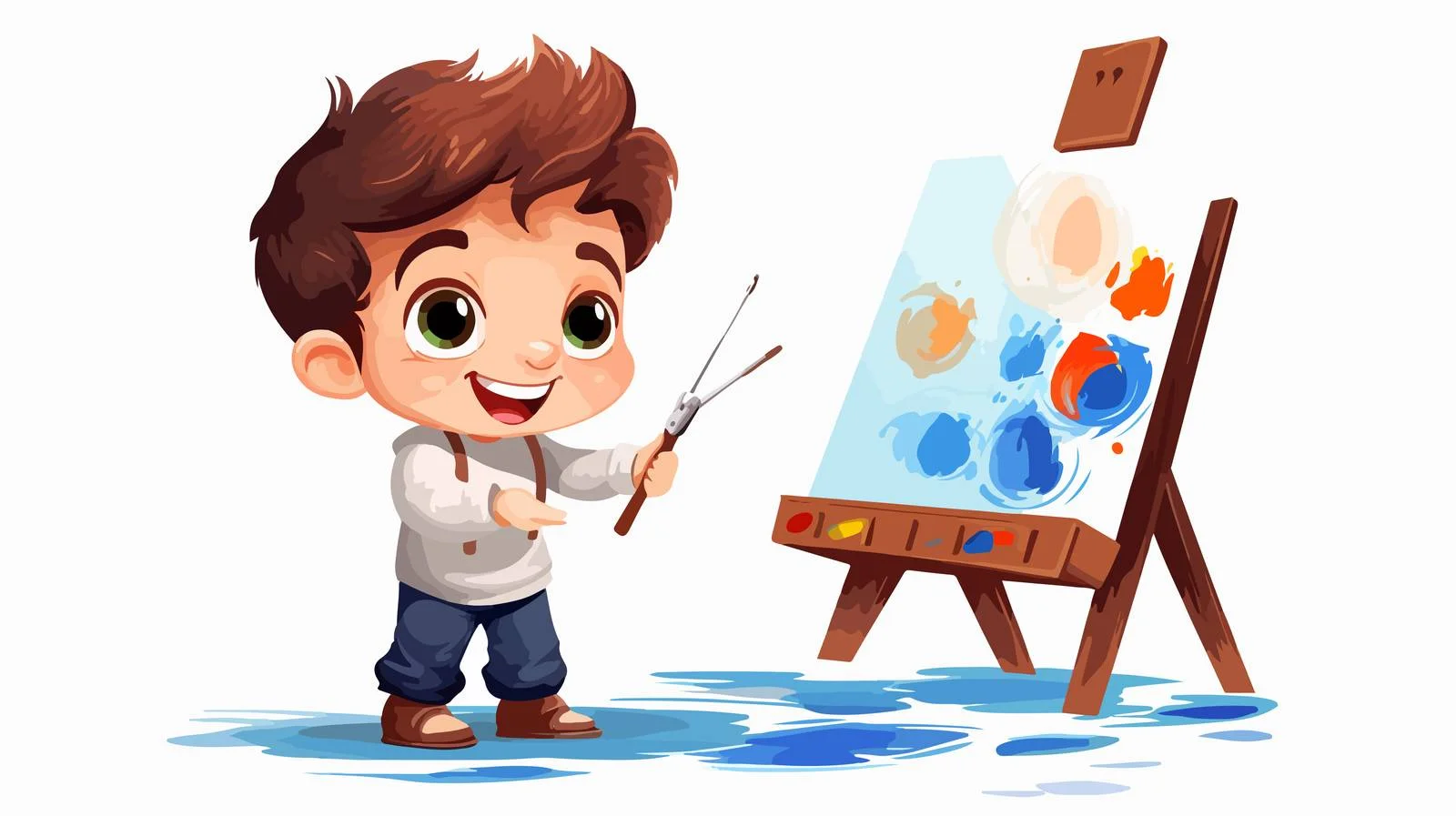 Joyful Young Artist Painting Cartoon Character — free download from Dotvec