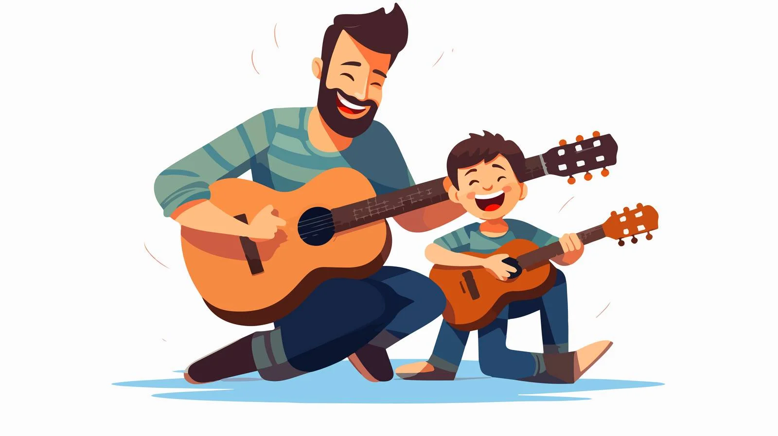 Father-Son Guitar Cartoon Jam Session — free download from Dotvec
