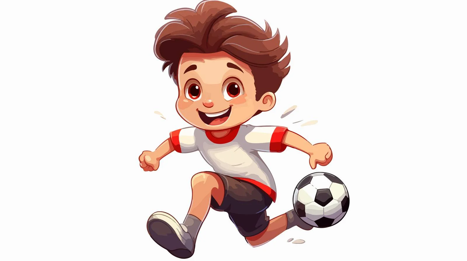 Cheerful Kid Playing Soccer Cartoon — free download from Dotvec